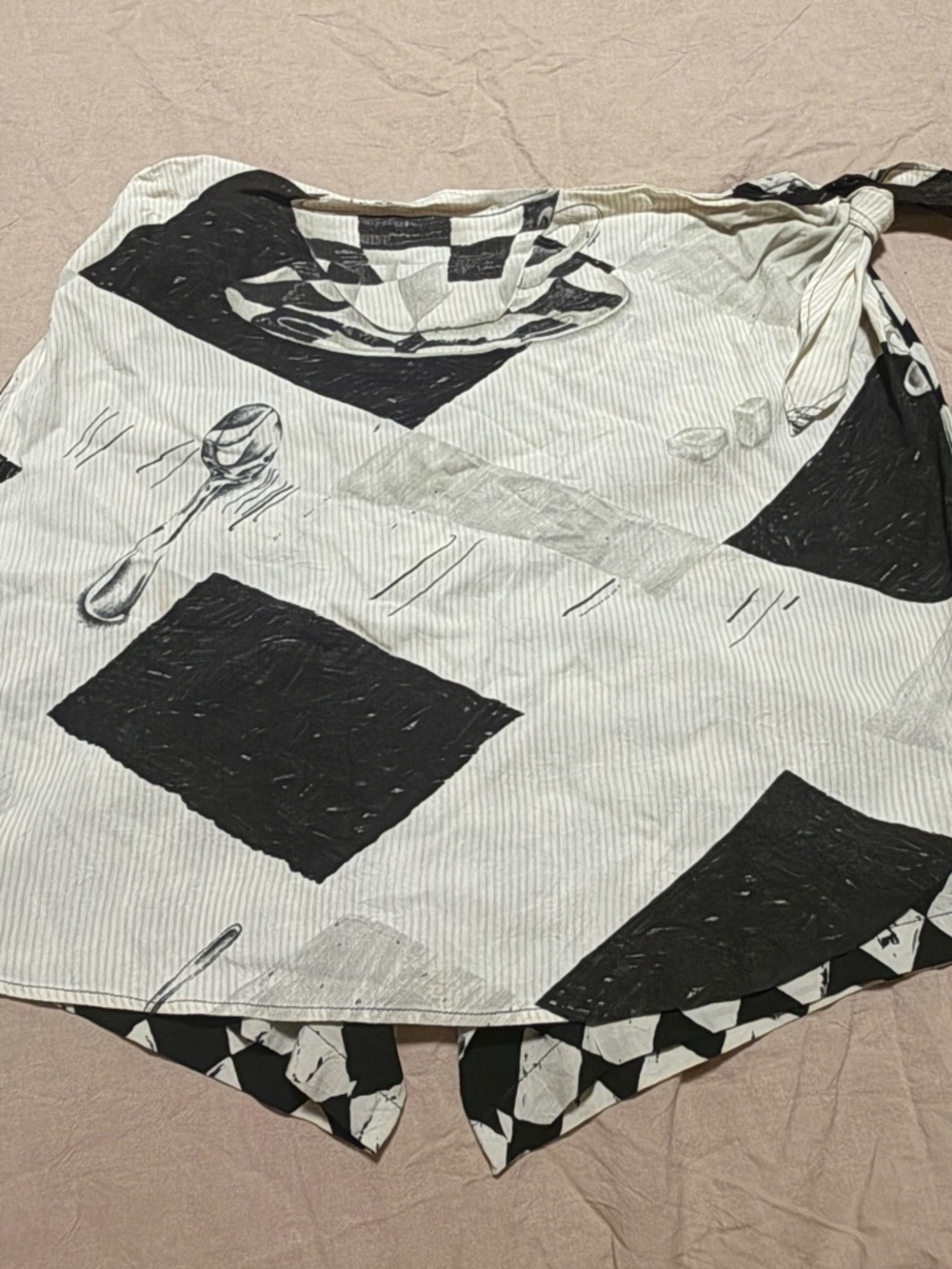 Jams World Vintage Black White Abstract Checkerboard Wrap Skort Shorts skirt M - Picture 10 of 13